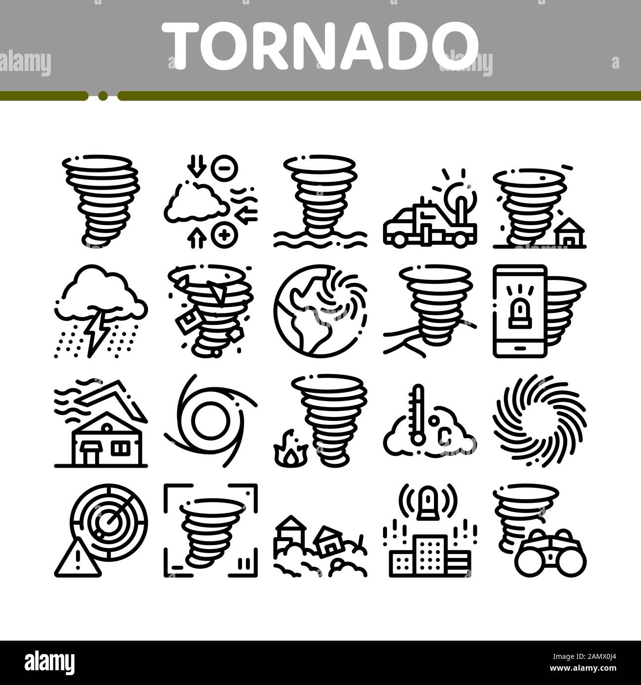 Tornado And Hurricane Collection Icons Set Vector Stock Vector Image ...