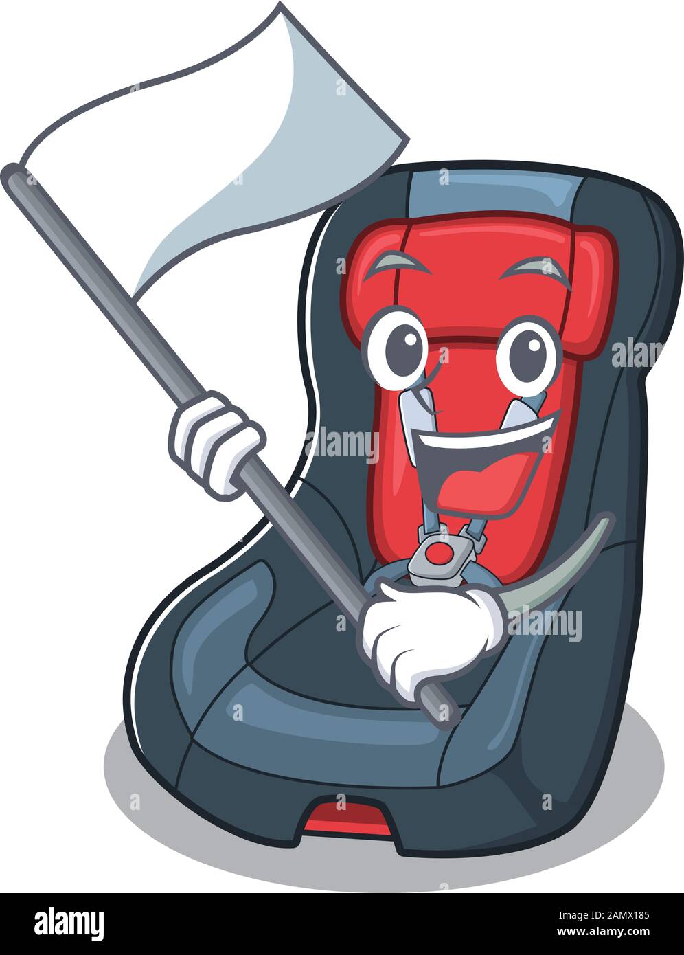 Funny baby car seat cartoon character style holding a standing flag Stock  Vector Image & Art - Alamy