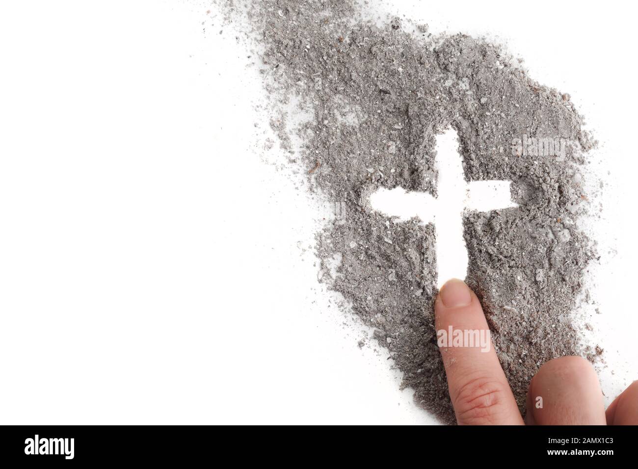 Cross made of ashes, Ash Wednesday, Lent season abstract background Stock  Photo - Alamy