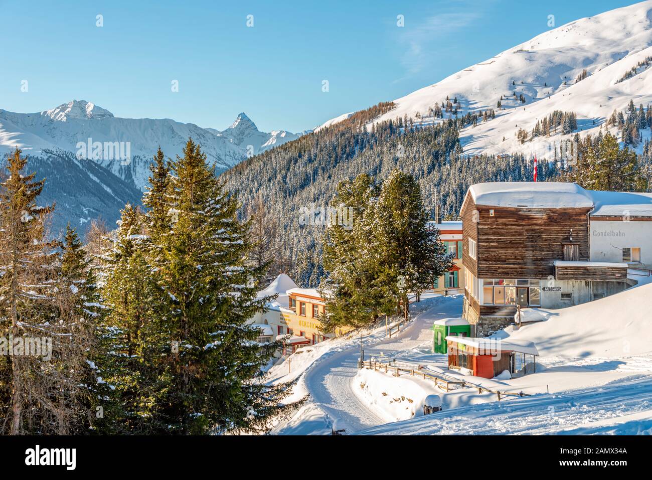 Winter landscape at the Schatzalp in Davos, Grisons, Switzerland Stock Photo
