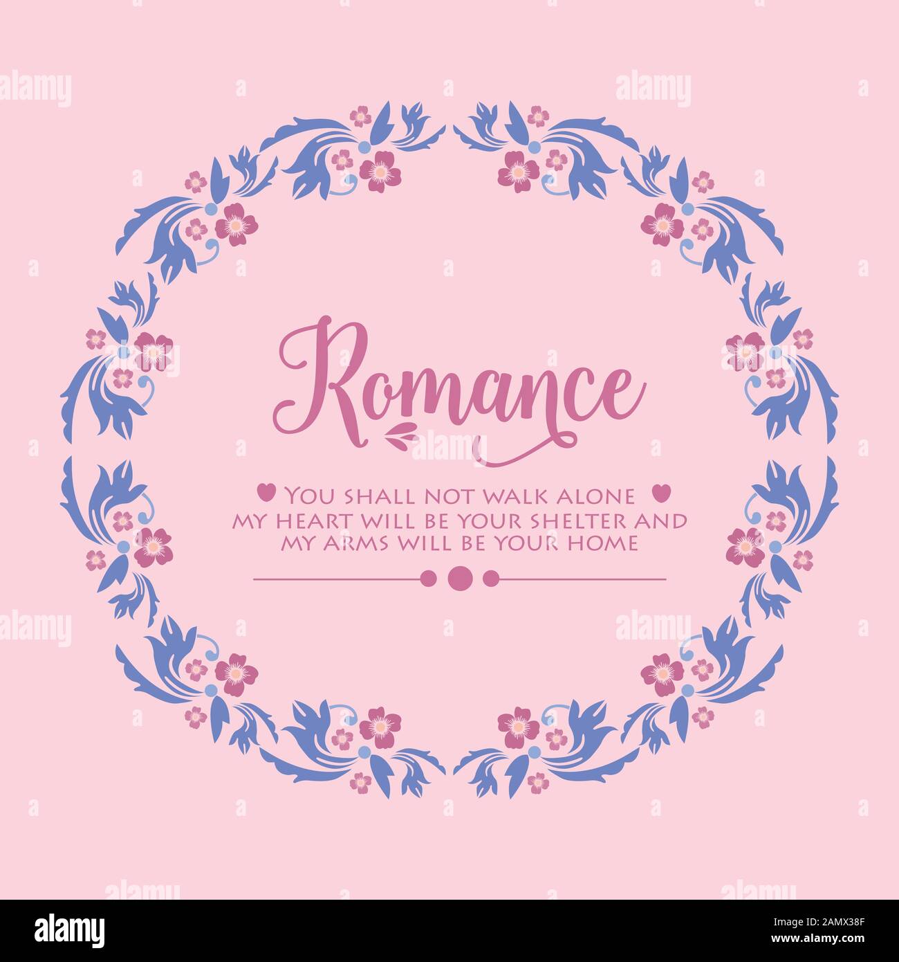 Romantic Pattern For Card Seamless pattern of romance greeting card, with leaf and pink wreath ...
