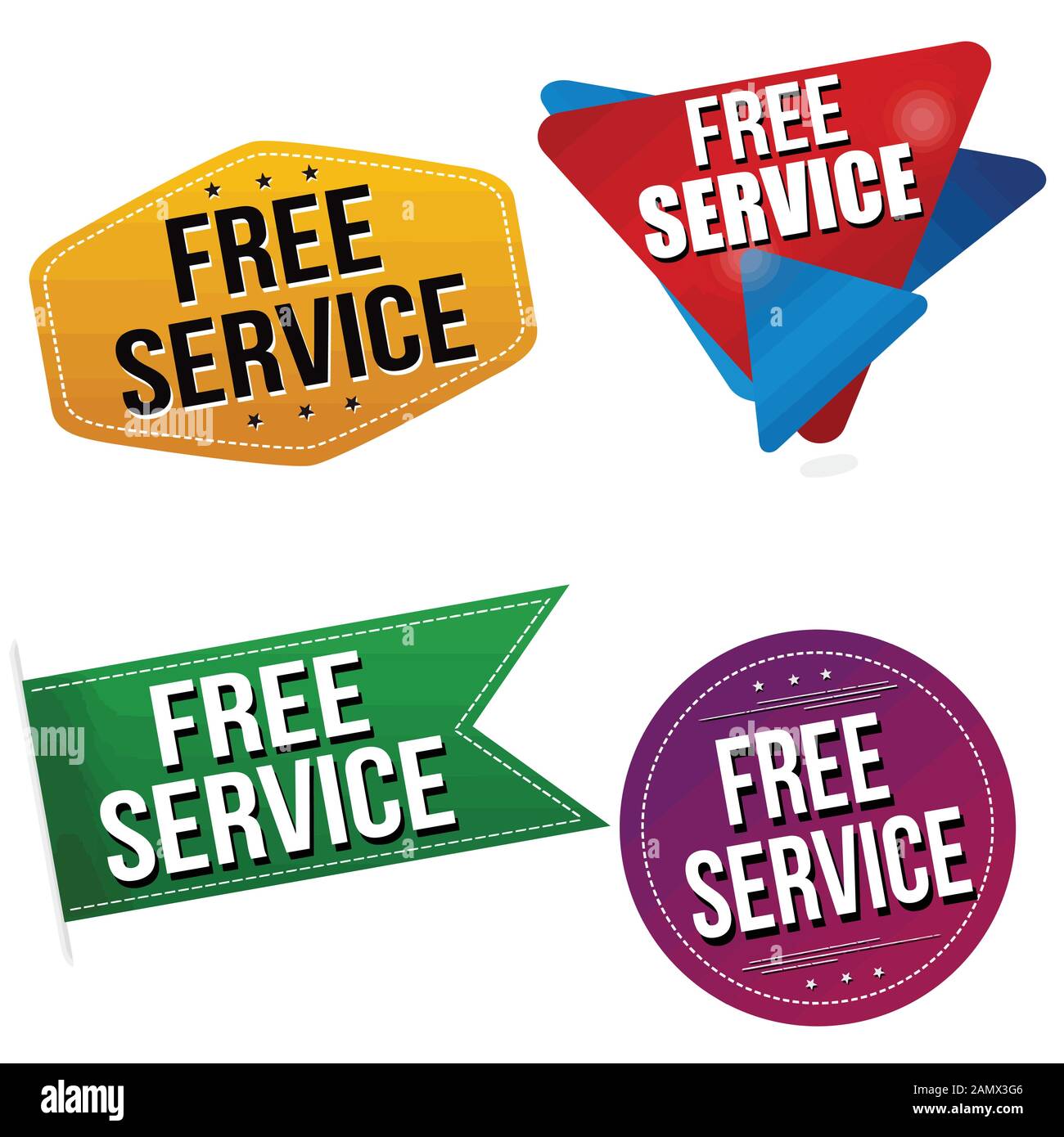 Free service sticker or label set on white background, vector ...