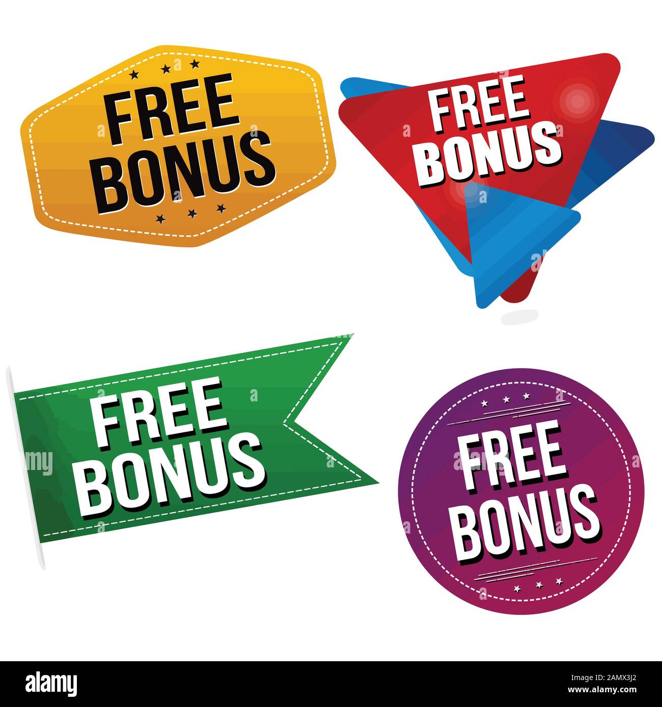 Free bonus sticker or label set on white background, vector ...