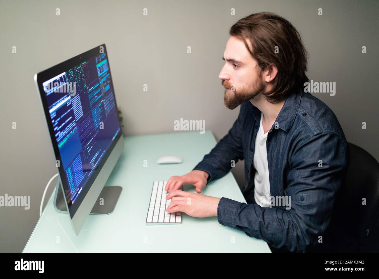 Programmer Coding In The Computer Stock Photo Alamy