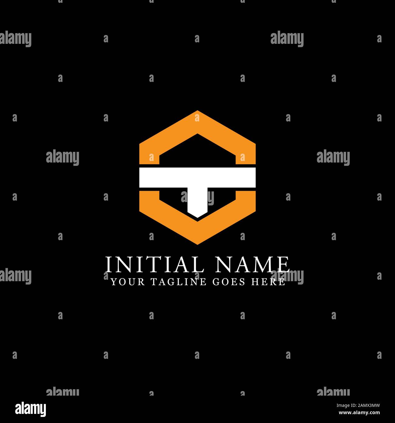 OT hexagonal logo stock, clean simple line logo template Stock Vector