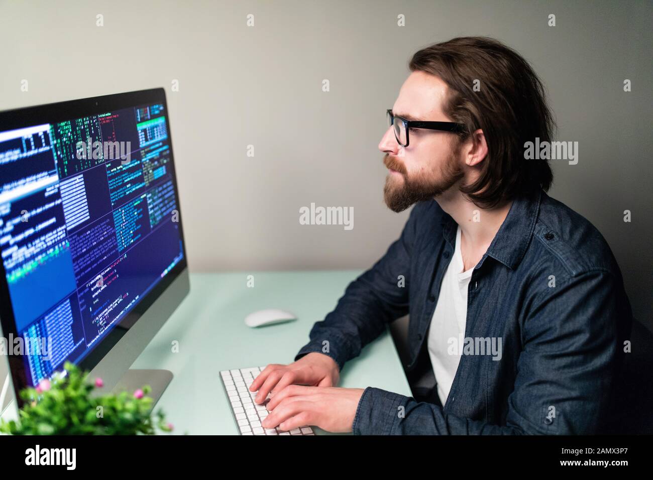 Hacker attack the server in the dark Stock Photo