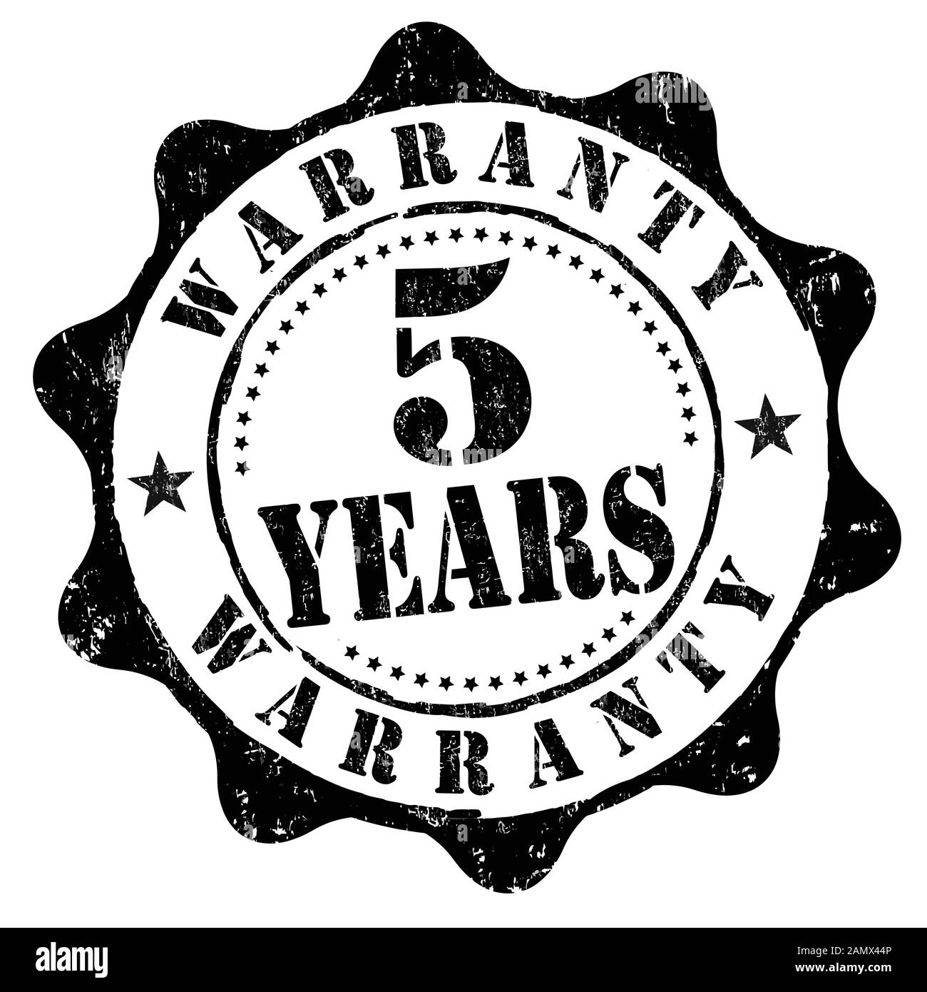 5 years warranty grunge rubber stamp on white background, vector ...