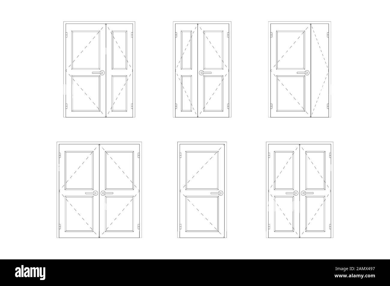 Doors blueprint set. Design interior. Vector illustration. Stock Vector