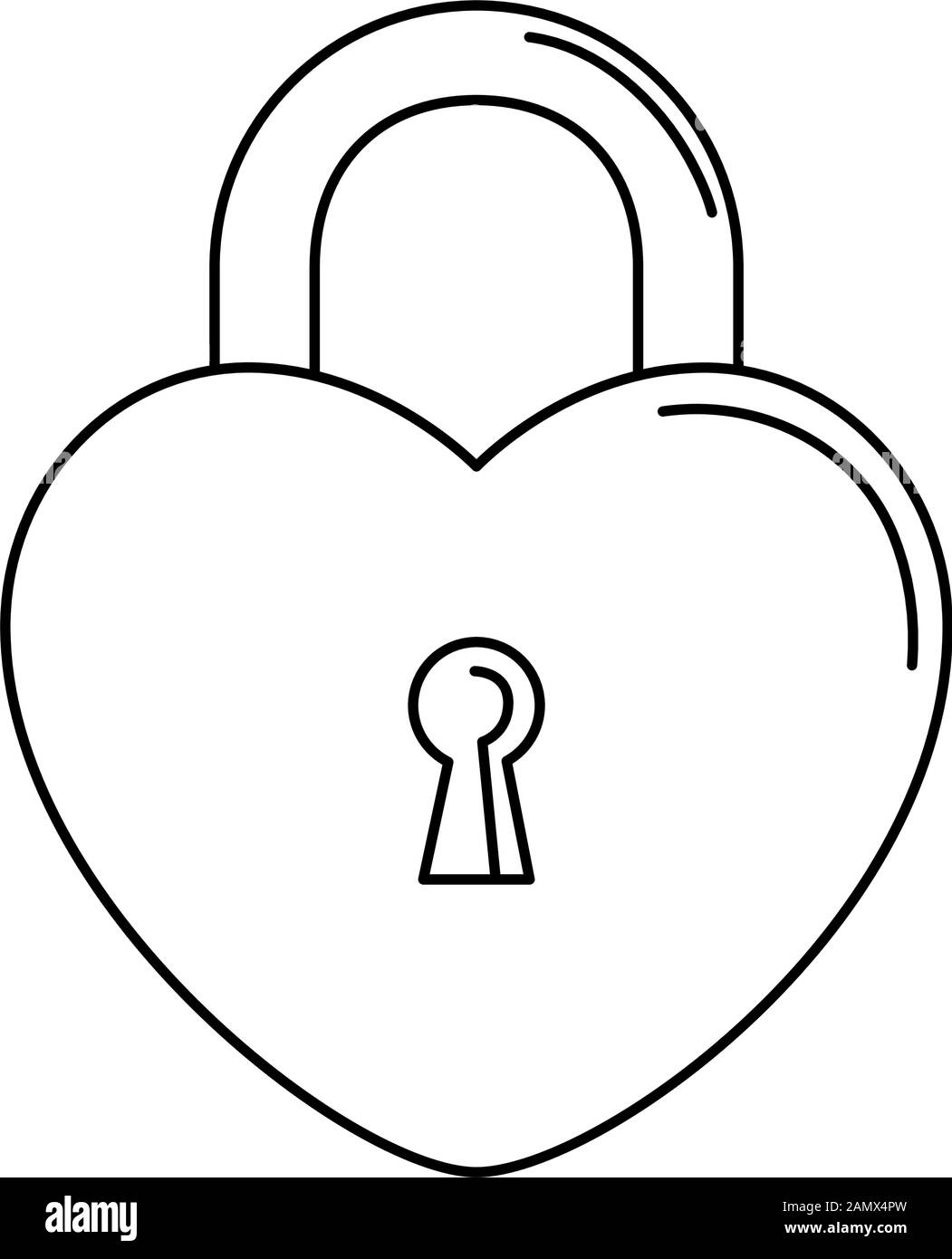 silhouette of security padlock with heart shaped on white background ...