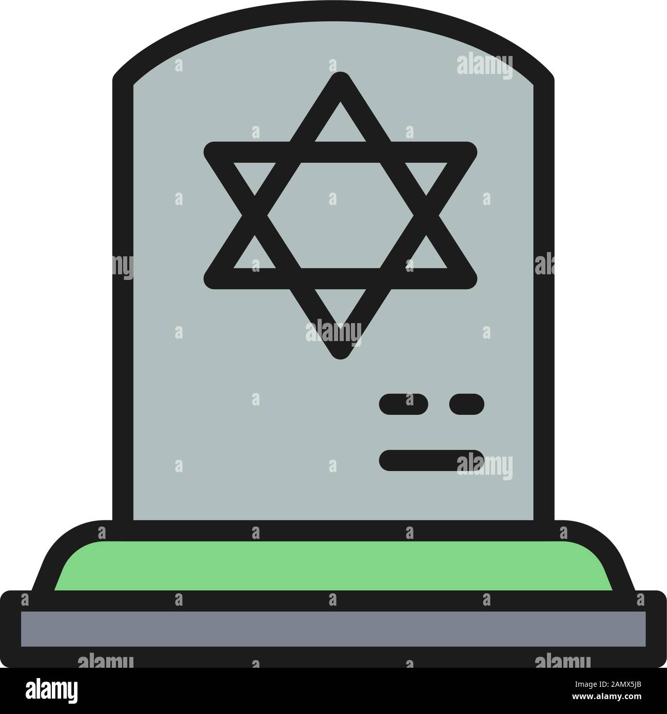 Tombstone with the star of david, gravestones, grave flat color line