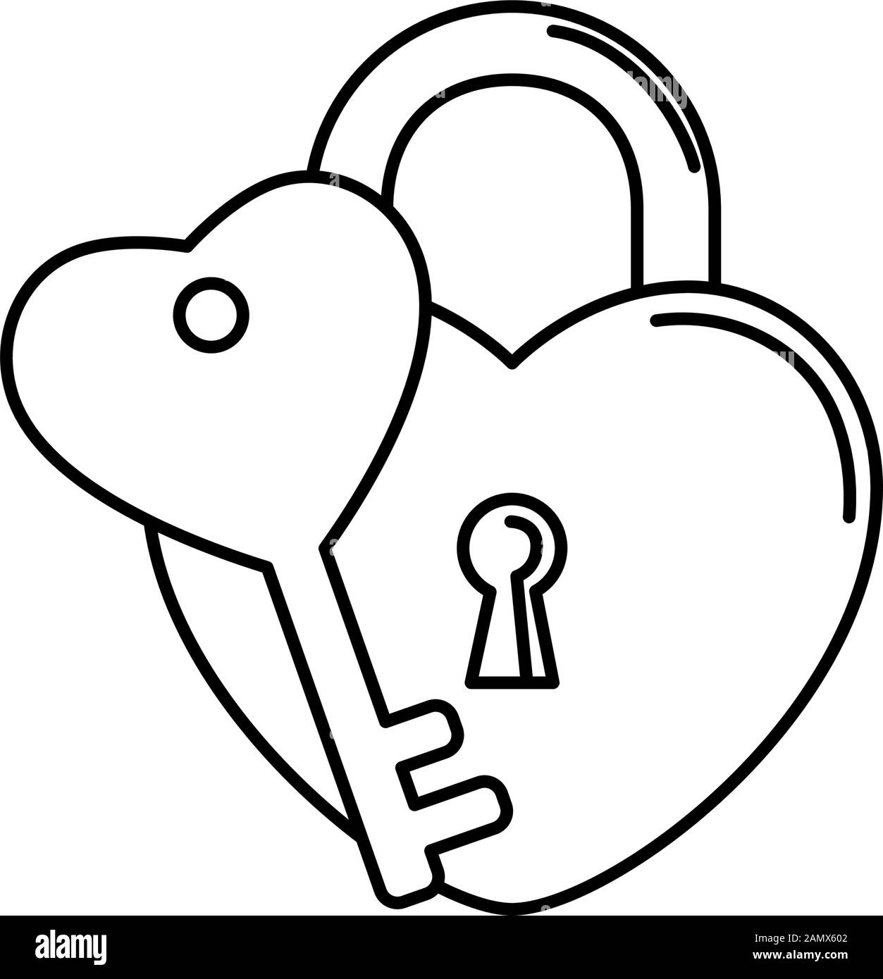 silhouette of security padlock with heart shaped on white background ...