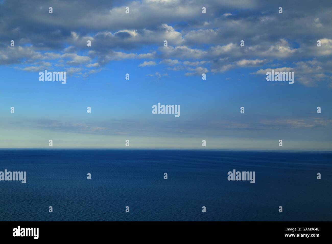 Sea, clouds and sky background, cumulus clouds Stock Photo