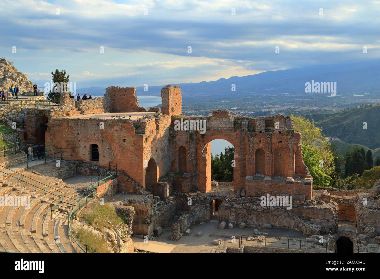 Ancient Greek theatre (Teatro Greco) of Taormina. Teatro antico di Taormina Stock Photo