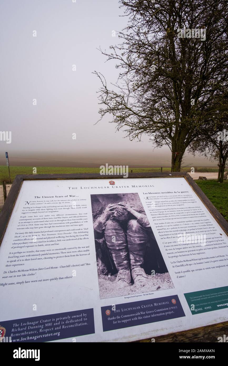 Photo of shellshock victim with fog of Somme battlefield Stock Photo
