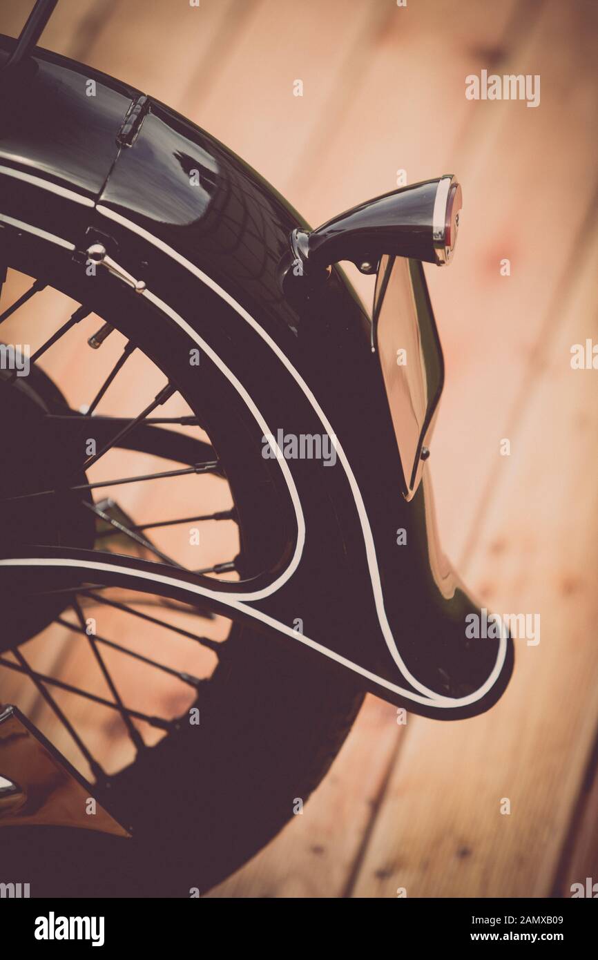 Close up image of the rear fender of a retro motorcycle Stock Photo Alamy