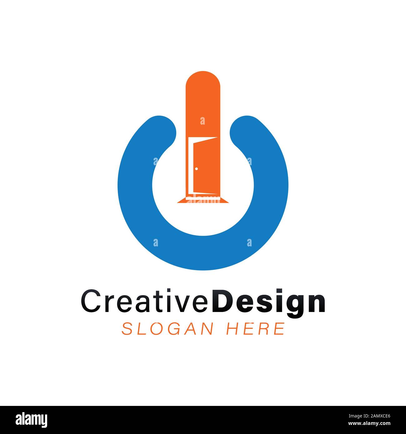 open door. power button logo Ideas. Inspiration logo design. Template Vector Illustration. Isolated On White Background Stock Vector