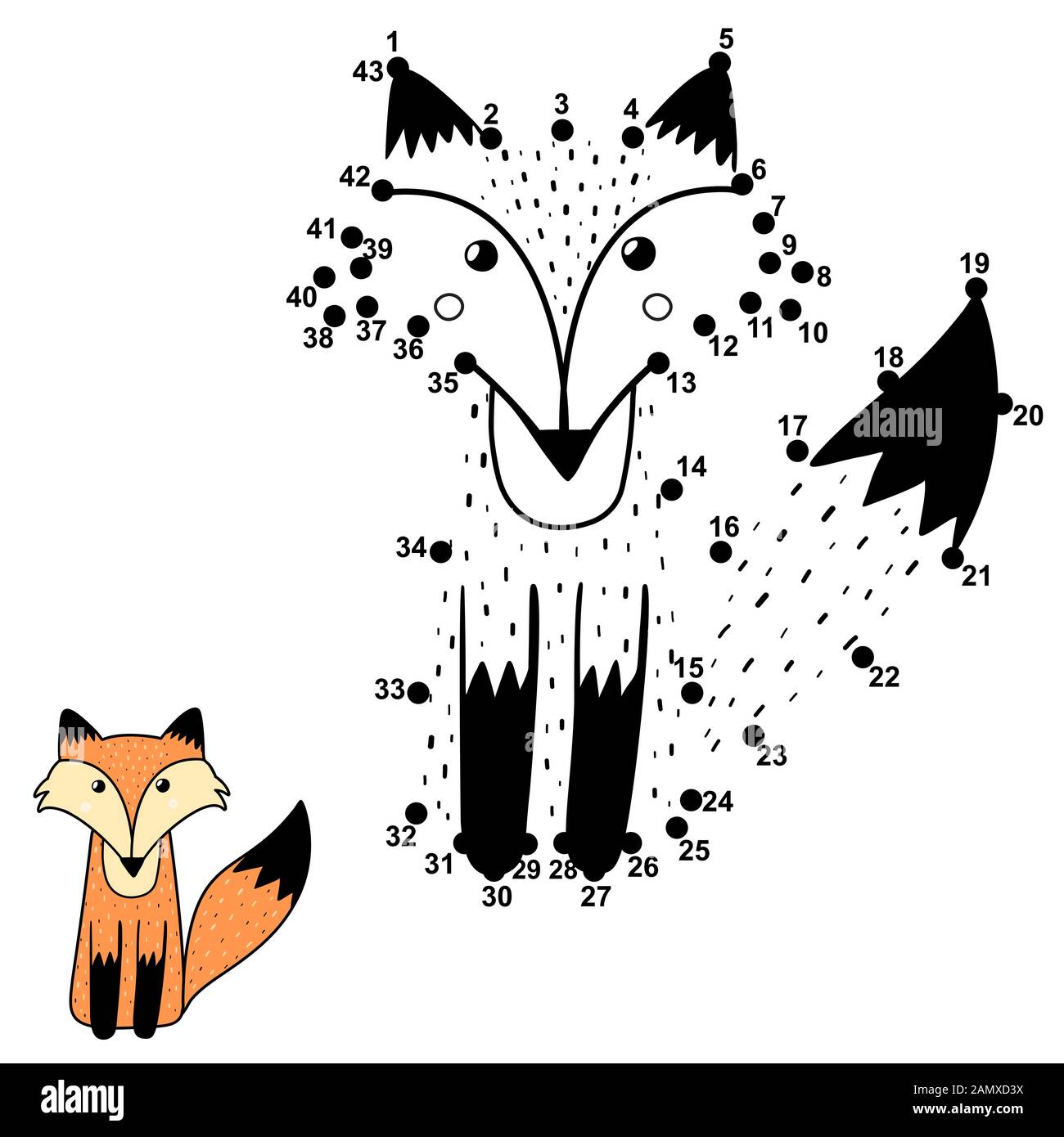 Numbers game for kids with a cute fox stock vector image art alamy