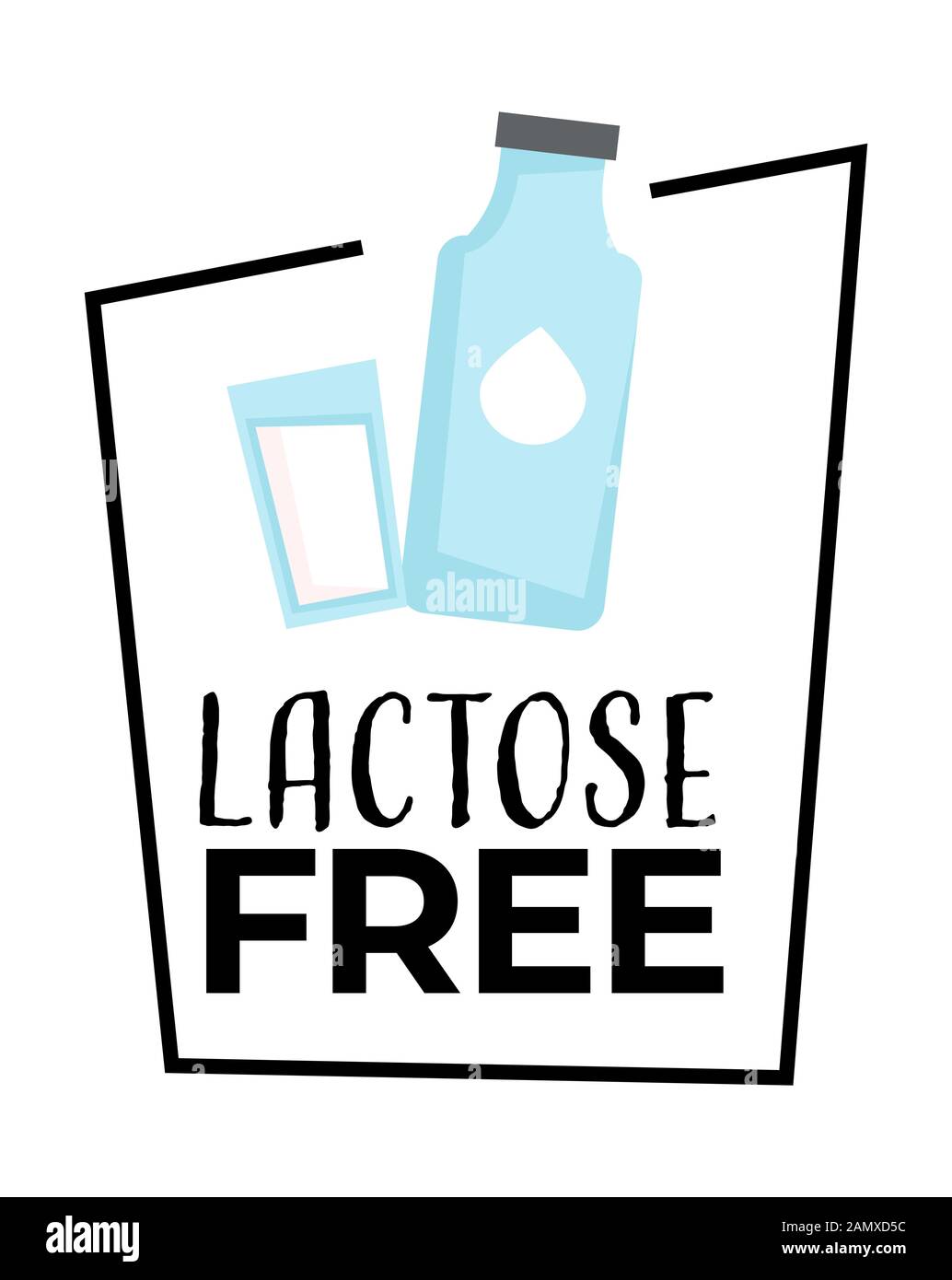 No lactose milk isolated icon, bottle label, alternative food Stock Vector