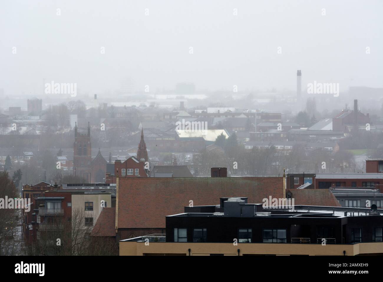 View from the Library of Birmingham in dismal wet weather in winter, Birmingham, UK Stock Photo