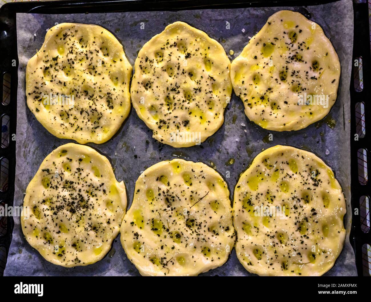 Italian focaccia, white salty bread Stock Photo Alamy