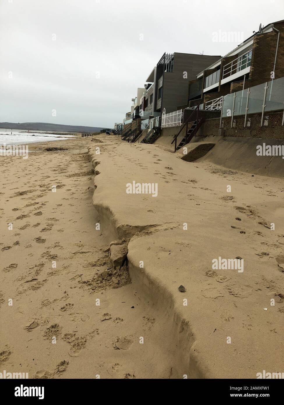 The blue flaged beach of Sandbanks, showing how the sea and rain during