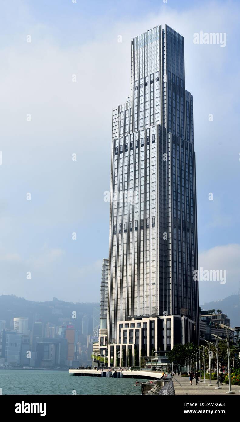 Skyscraper at waterfront, Tsim Sha Tsui, Hong Kong Stock Photo