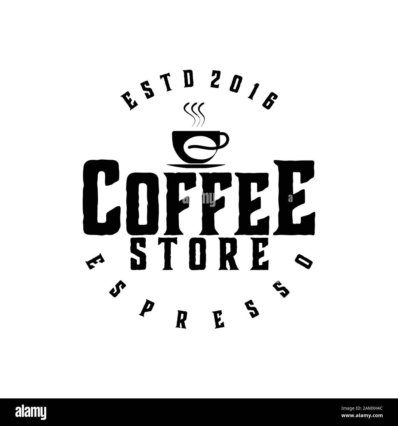 Vintage Badge Coffee Shop Coffee Store With Mug And Negative Space Of Coffee Bean Logo Ideas Inspiration Logo Design Template Vector Illustration Stock Vector Image Art Alamy