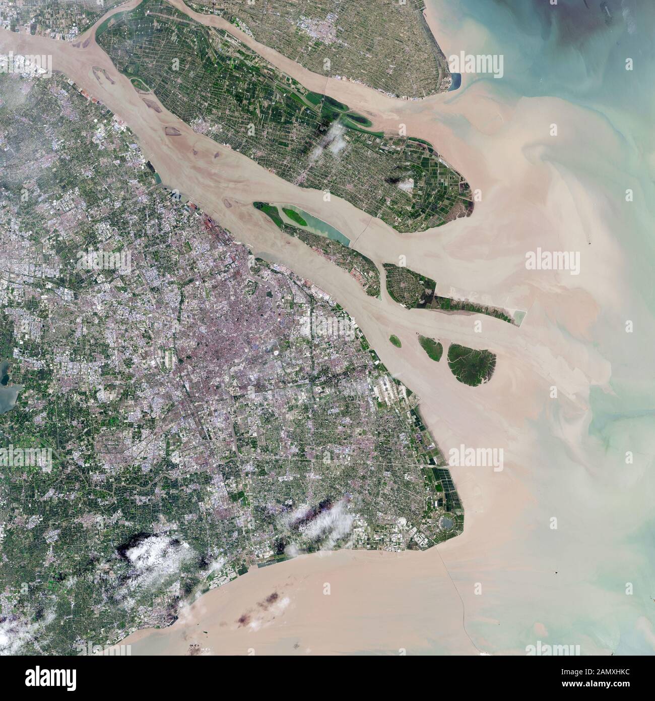 NASA satellite image city of Shanghai, China 2016 Stock Photo