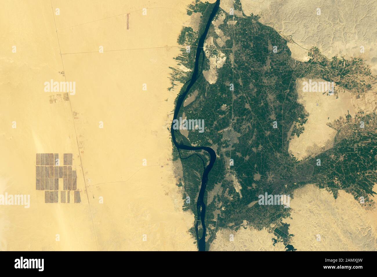 NASA satellite image Benban Solar Park, Aswan province, Egypt, Africa Stock Photo