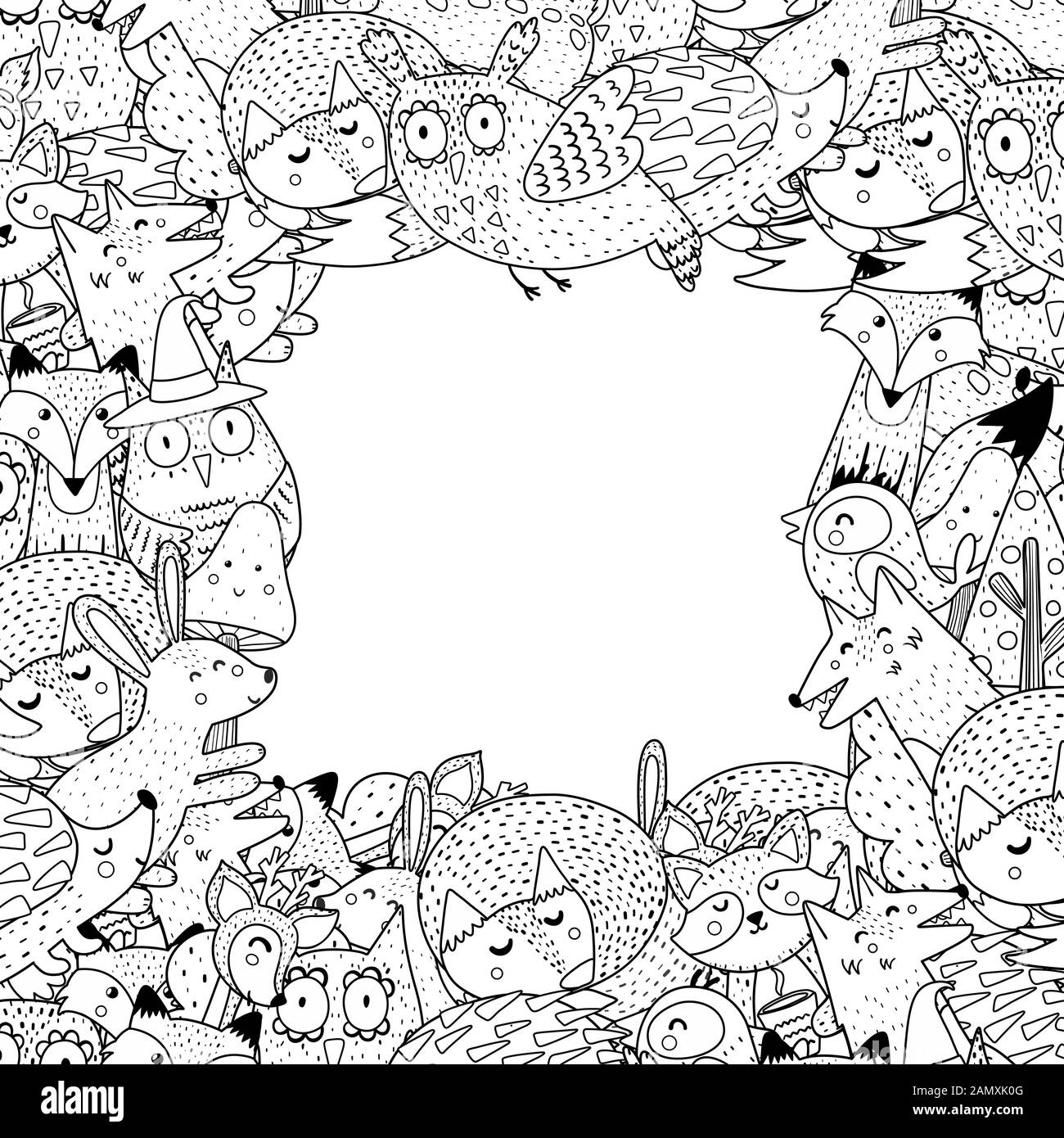 Forest animals black and white frame with place for text Stock Vector Image & Art - Alamy Forest animals black and white frame with place for text Stock Vector Image & Art - Alamy