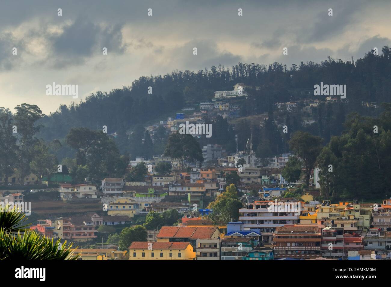 cloudy morning at ooty hill station, in the state of tamilnadu, india Stock Photo