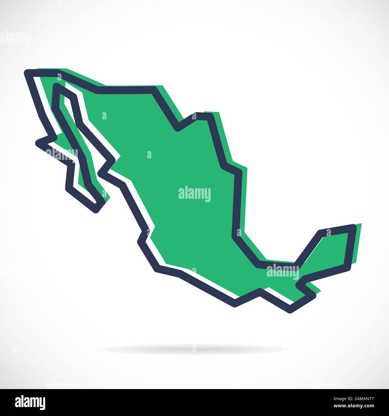 Stylized simple outline map of - Stylized Simple Outline Map Of Mexico 2AMXNT7 