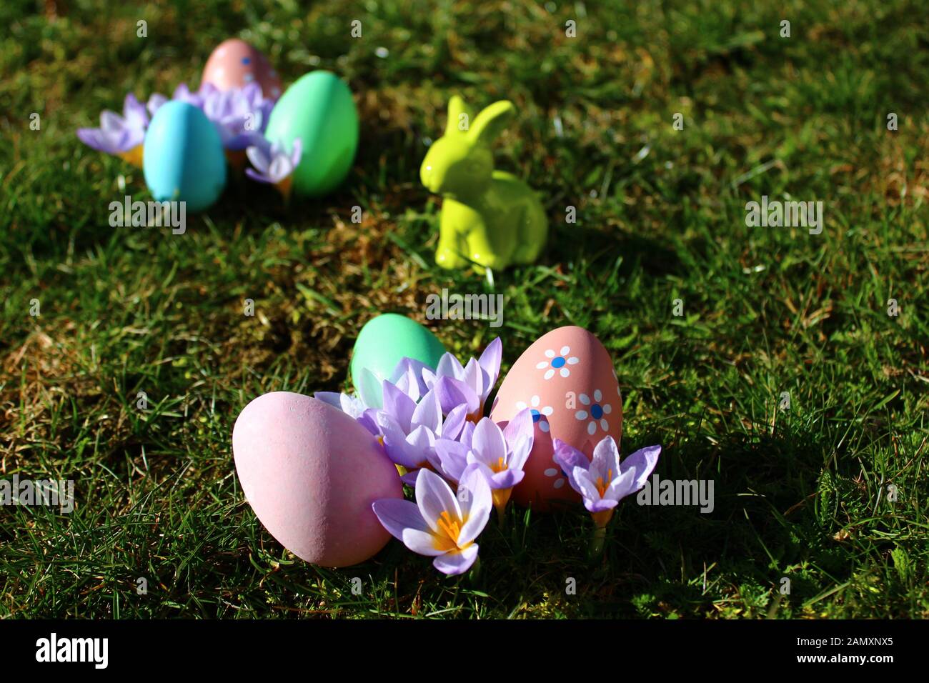 The picture shows an easter decoration in the garden Stock Photo
