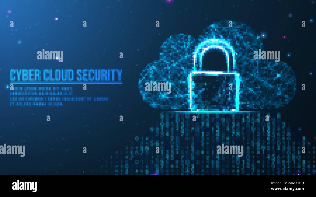 padlock, cloud, Big data cloud computing internet of things IOT AI network technology. Data center digital code futuristic information technology. abs Stock Vector