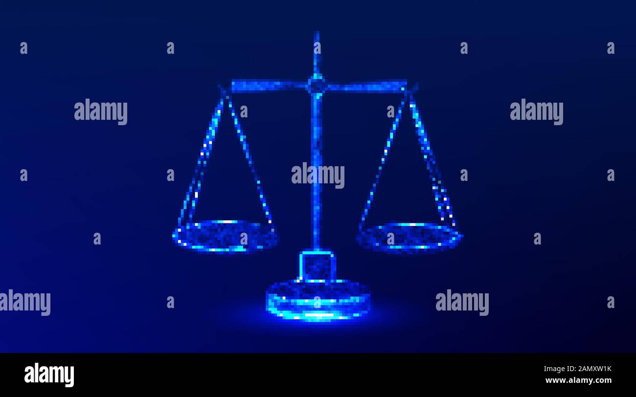 scale of justice. abstract low poly wireframe mesh design. from