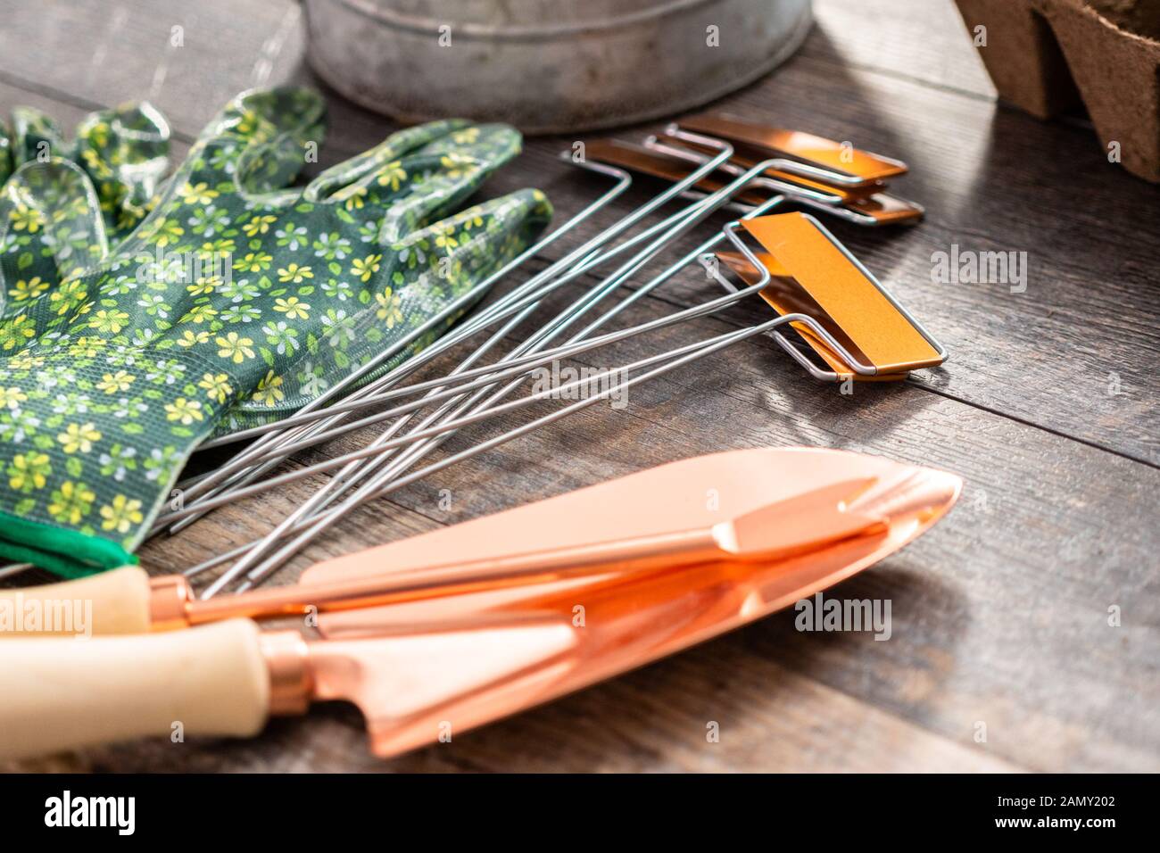 Small garden tools are ready for Spring planting season. Included ...