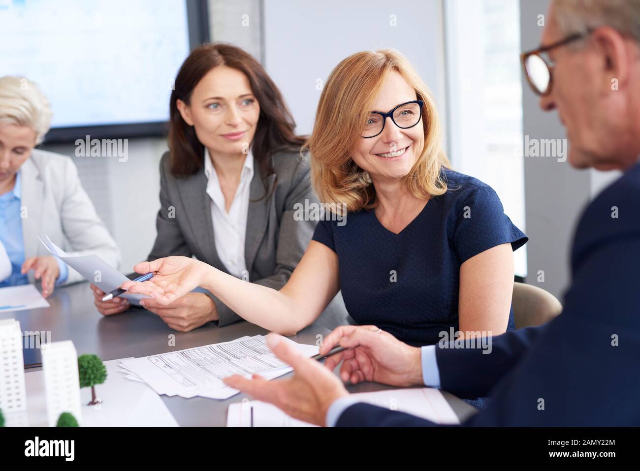 Business woman presented new solutions Stock Photo
