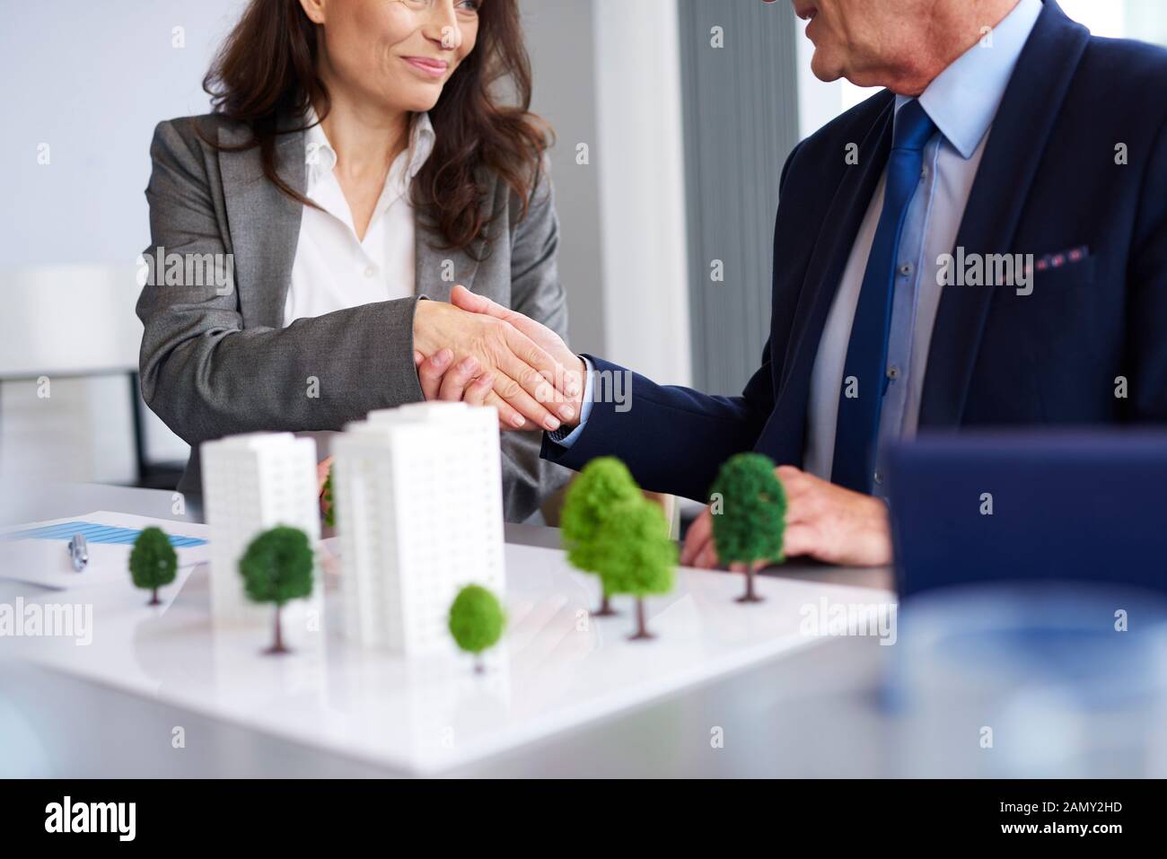 Close up of business partners shaking hands Stock Photo