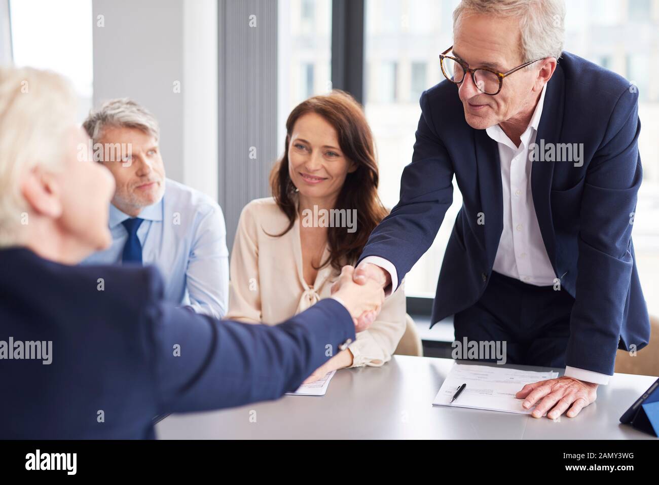 Good deal between business partners during business meeting Stock Photo