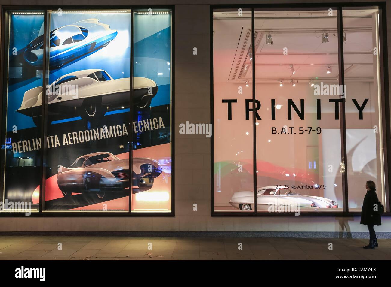 Phillips exhibition Trinity: B.A.T. 5-7-9, an exhibition showcasing three of Alfa Romeo's iconic 1950 concept cars. London, UK. Credit Waldemar Sikora Stock Photo