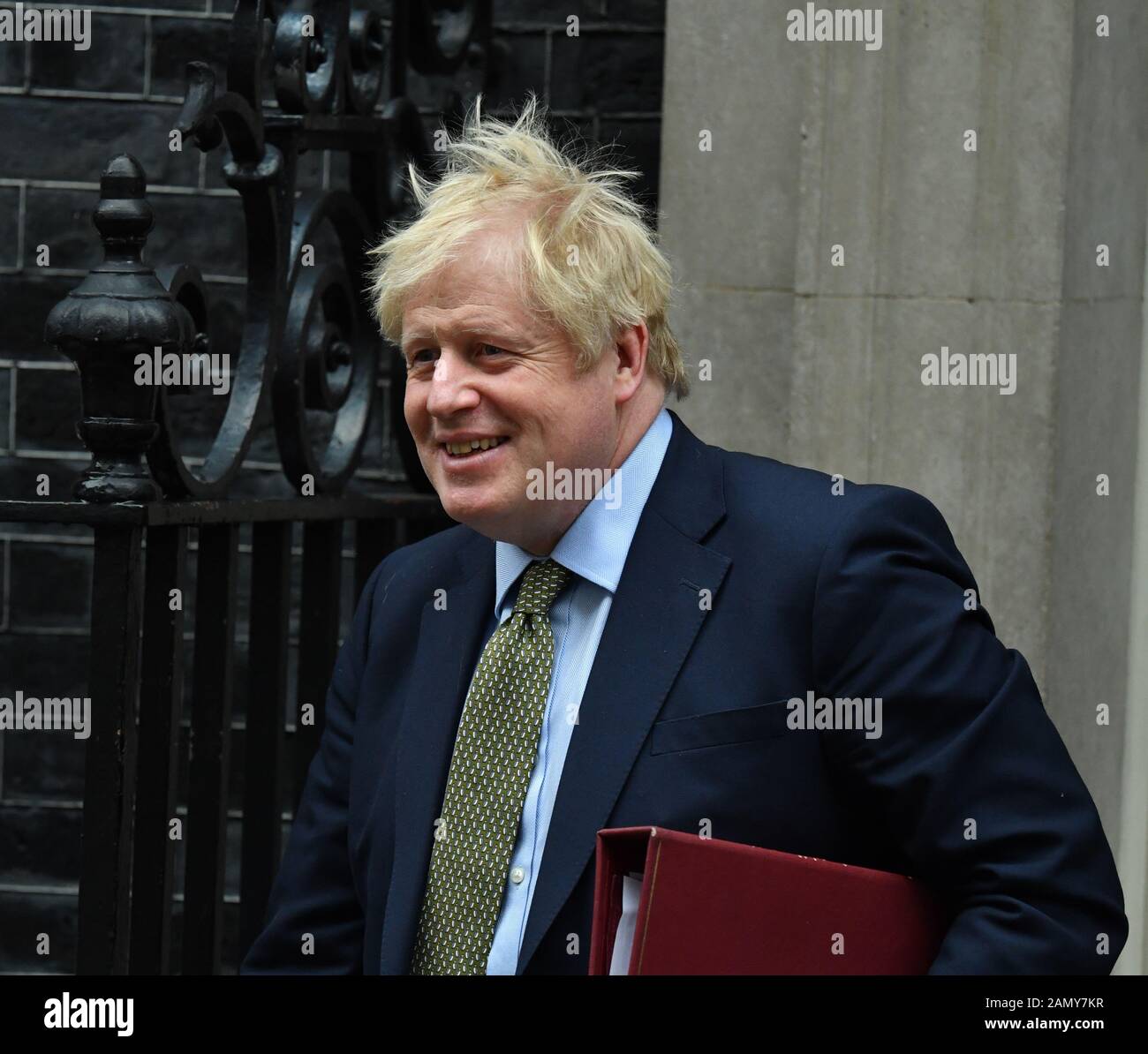 10 Downing Street, London, UK. 15th January 2020. Prime Minister Boris Johnson leaves Downing Street to attend weekly Prime Ministers Questions in Parliament. Credit: Malcolm Park/Alamy Live News. Stock Photo