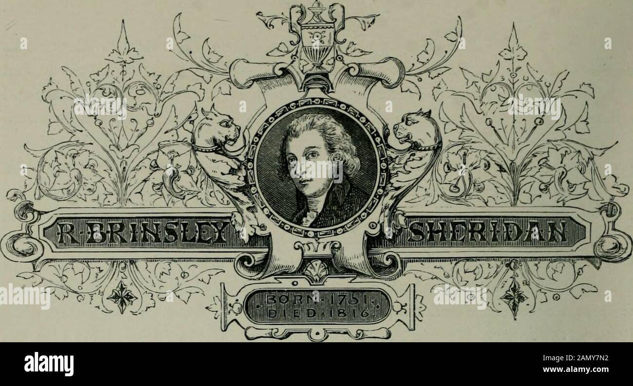 Pictures from English literature . THE RIVALS. When Dr. Johnson proposed Richard Brinsley Sheridan as a member of thecelebrated Literary Club, he passed on him a high and merited eulogy. He who has written the two best comedies of his age is surely a consider-able man. The praise of the sober-minded critic—so chary of his praise inmost cases—sounds faint in comparison of that which others have awarded.Every reader remembers the elegant and terse judgment of Lord Byron,which moved the subject of it to tears— Whatever Sheridan has done, orchosen to do, has been par excellence always the best of Stock Photo