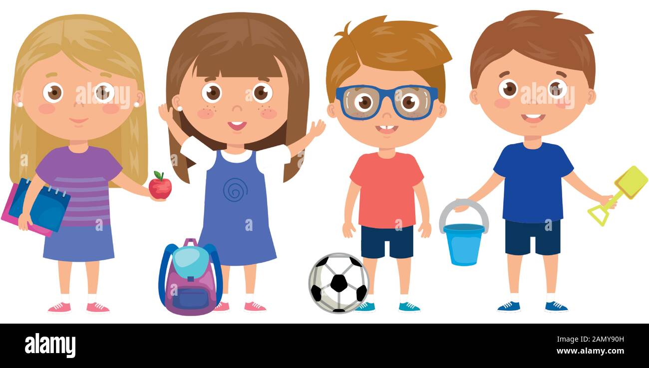 scene children standing on white background Stock Vector Image & Art ...
