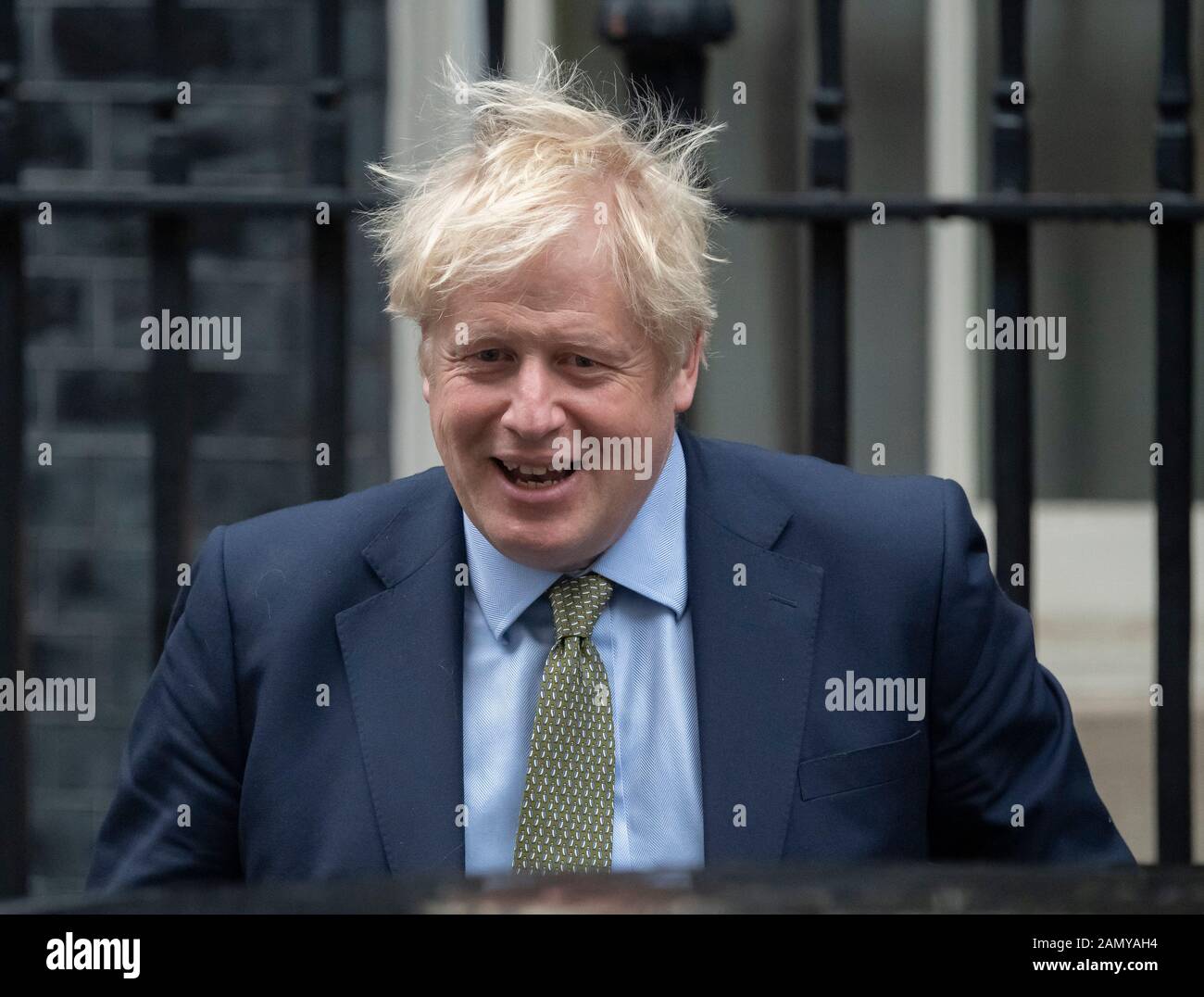 10 Downing Street, London, UK. 15th January 2020. Prime Minister Boris Johnson leaves Downing Street to attend weekly Prime Ministers Questions in Parlament. Credit: Malcolm Park/Alamy. Stock Photo
