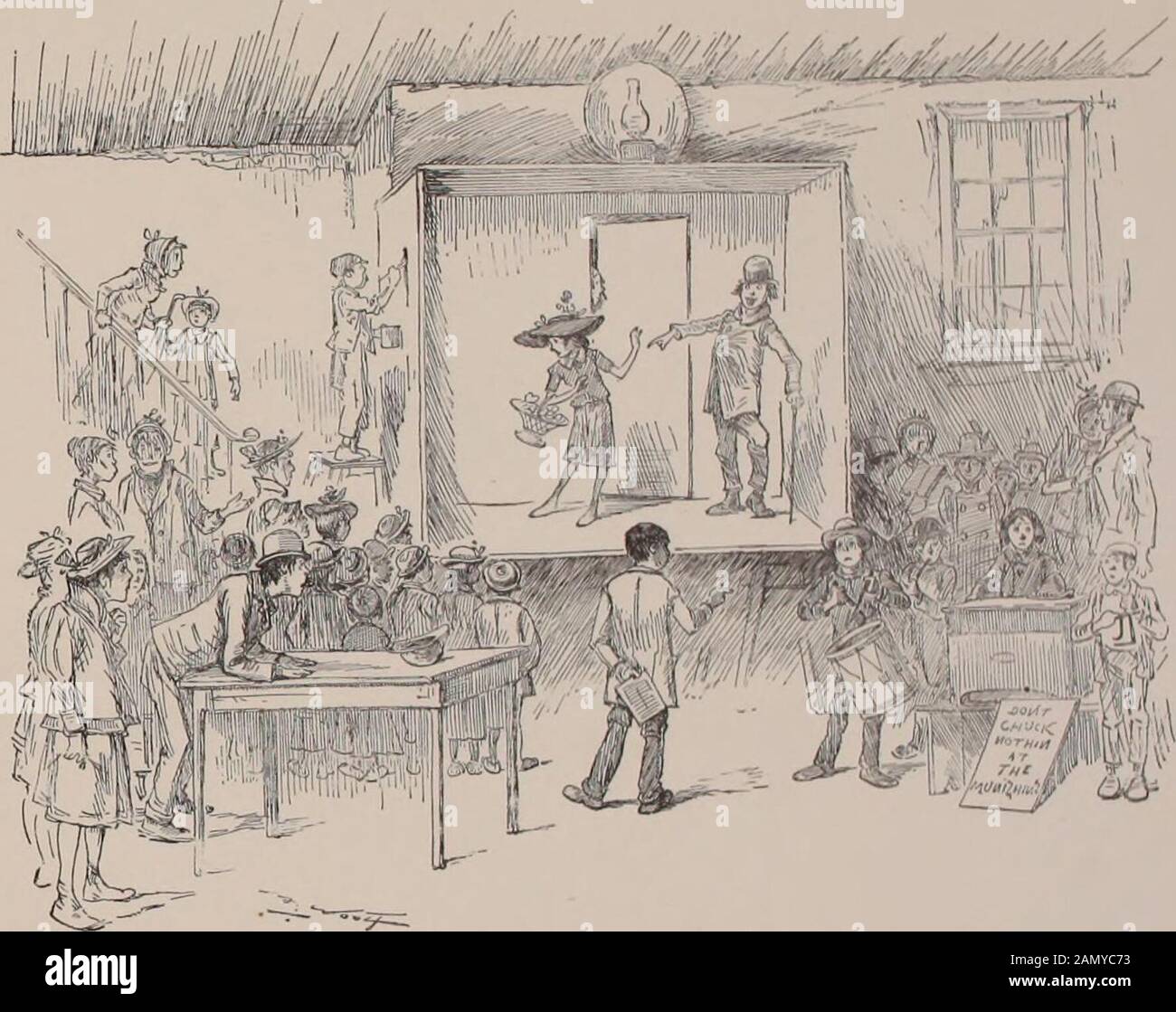 Sketches of lowly life in a great city . ST. VALENTINES DAY AT THE BEND.Tom (to Alice): If he knew he had that pinned to him he d be wild. 181. THE FINAL REHEARSAL.-THE SUPREME MOMENT.Author and Stage Manager (t. Orchestra,: When de .ady says ? Lord Ashieigh Baxter .ama orfun, but I never U. be yourn, an he says, -Ha. K., b., you are a one bcneat my ..f «. unpo*tected.-I want you to ratt.e off some music wo. ii giV B.ddy, de fa.ffu. servant, fots o t, rush in an trow Baxter to de grounV 183 Stock Photo