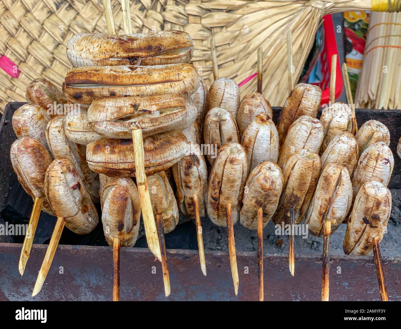 Sweet grilled banana skewers at Cambodian street market Stock Photo Alamy