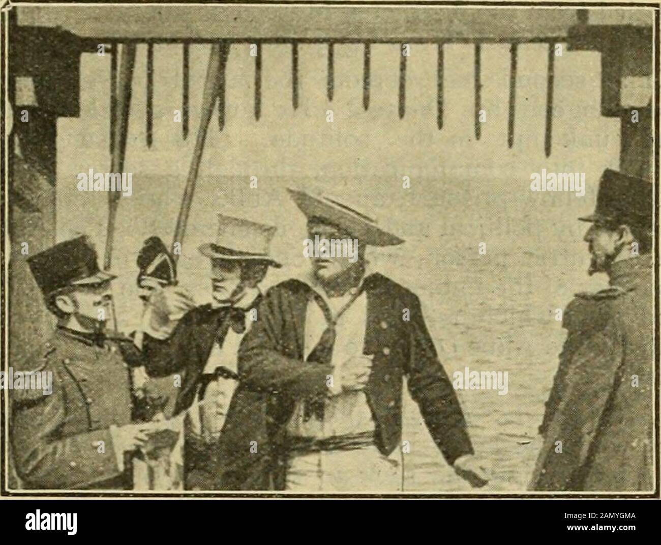 Cinema News and Property Gazette (1912) . themselves so notably as they do in this picture. And,what is more, the setting of the piece is such that notheatrical cntrepveneuv can ever hope to accomplish any-. water mark of film production. Never has the legiti-mate theatre given us such a superb rendering of Dumaswork, and never have actors and actresses acquitted thing approaching it by the aid of artificial properties.We have every scene enacted amidst natural surround-ings. Indeed, so real is every accessory that it seems tolive and move and have its being. Nothing morerealistic than the por Stock Photo