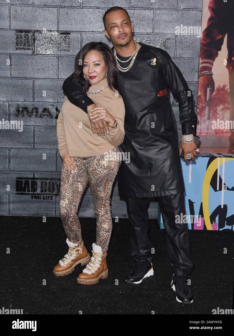 Tameka 'Tiny' Harris and T I. arrives at the BAD BOYS FOR LIFE Los Angeles Premiere held at the
