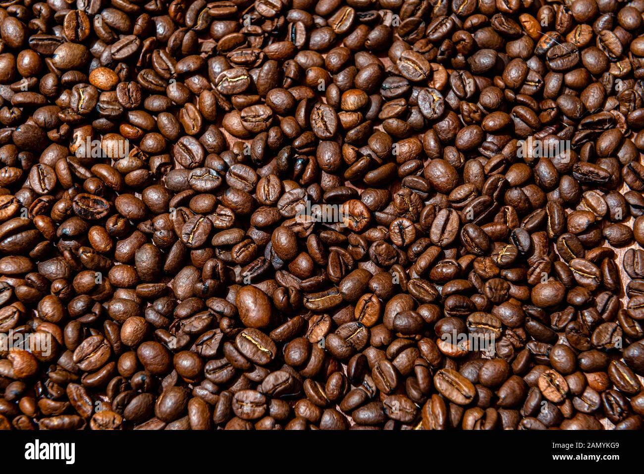 Close-up of brown, roasted coffee beans background - image Stock Photo ...