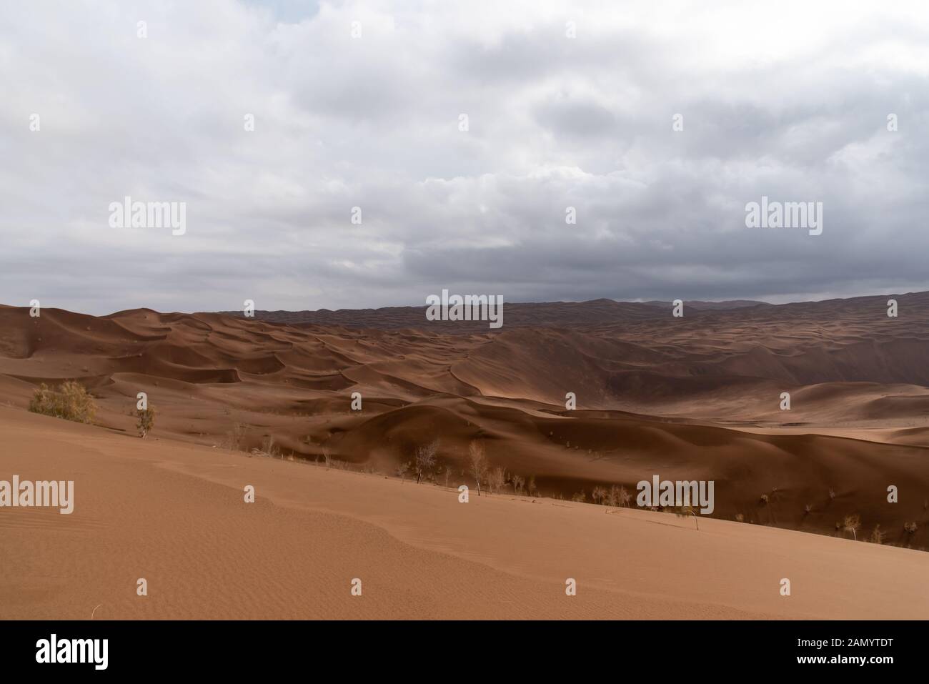 the shape of sand dunes in lut desert Stock Photo